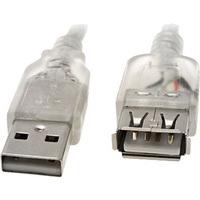 8ware USB 2.0 Extension Cable Type A to A M/F Transparent 1m Computern Leads