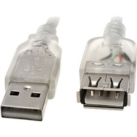 Pro.2  USB2.0 Transparant USB-A Male Plug to USB-A Female Socket Extension 3m