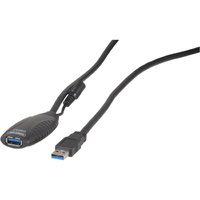 Digitech USB3.0 Active USB Type A Standard Plug & Play Extension Lead Black 10m