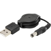 PRO2 0.8M Retractable USB To DC Plug To Plug USB2 To 2.1mm DC