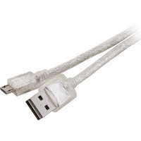 PRO2 Transparent Micro USB Lead 2m Double Sided USB-A Plug USB-B