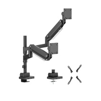 Brateck LDT80-C024P Matte Black Super Heavy-Duty Pole-Mounted Gas Spring Dual Monitor Arm For most 24'-57' Monitors (LS)