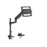 Brateck LDT81-C012P-ML-B POLE-MOUNTED HEAVY-DUTY GAS SPRING MONITOR ARM WITH LAPTOP HOLDER For most 17'~49' Monitors, Fine Texture Black (new)
