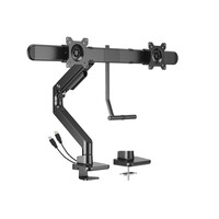 Brateck LDT81-C022UC-B NOTEWORTHY GAS SPRING DUAL MONITOR ARM WITH USB-A/USB-C PORTS Fit Most 17'-32' Monitor Fine Texture Black(new)