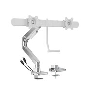 Brateck LDT81-C022UC-W NOTEWORTHY GAS SPRING DUAL MONITOR ARM WITH USB-A/USB-C PORTS Fit Most 17'-32' Monitor Fine Texture White(new)