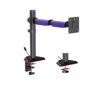 Brateck LDT89-C012L Articulating RGB Lighting Gaming Monitor Arm Matte Black, Fit Screen Size: 17'-40' Up to 12 KG (LS)