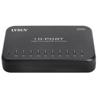 LVSUN LS-10U24C USB-C PD3.0 Multi-Charger &Safety Protection for Smartphone 200W