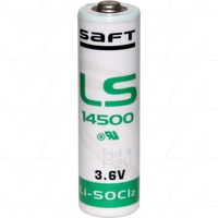 Saft LS14500 AA size 9.4Wh Lithium 3.6V Thionyl Chloride Bobbin Type Battery
