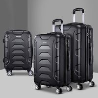 Wanderlite 3Set 20-24-28 Inch Luggage with TSA Lock Spinner Carry On Hard Shell Travel Suitcase Luggage Case Black