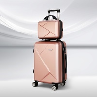 Wanderlite 2Set 20 Inch Luggage Case with 12 Inch Handheld Luggage Box Hard Shell Travel Suitcase TSA Lock  Rose Gold