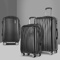 Wanderlite 3 Set Luggage 20-24-28 Inch with Zipper Lock Carry On Hard Shell Travel Suitcase Luggage Case Black