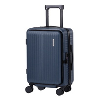 Wanderlite 20" Luggage Suitcase Front Pocket Travel Carry On Dual TSA Navy