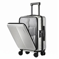 Wanderlite 20" Luggage Suitcase Front Pocket Travel Carry On Dual TSA Silver