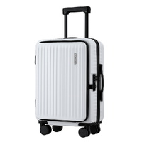 Wanderlite 20" Luggage Suitcase Front Pocket Travel Carry On Dual TSA White