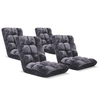 SOGA 4X Floor Recliner Folding Lounge Sofa Futon Couch Folding Chair Cushion Grey
