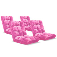 SOGA 4X Floor Recliner Folding Lounge Sofa Futon Couch Folding Chair Cushion Light Pink