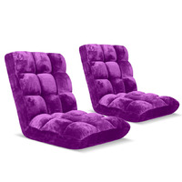 SOGA 2X Floor Recliner Folding Lounge Sofa Futon Couch Folding Chair Cushion Purple