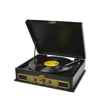 mbeat Vintage USB Turntable with Bluetooth Speaker and AM-FM Radio - Black