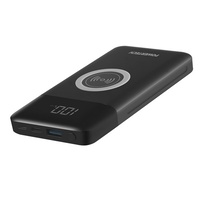 
Black 10,000mAh Power Bank with 2 x USB, Wireless Charger and 1 charge pad