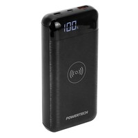 Powertech 5V-12V 20000mAh Power Bank with 2 x USB and Wireless Charger Black