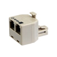 EVERSURE 6P6C RJ12 Double Adaptor One Socket to Two TEL5002 Ivory