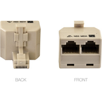 EVERSURE 8P8C RJ45 Double Adaptor One Socket To Two TEL5003 Ivory