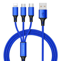 3 IN 1 Fast Charging USB Cable With Micro USB Apple Lighting  USB-C Connectors