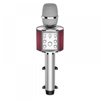 Laser Wireless Silver Karaoke Microphone with LED Lights and Built in Speaker