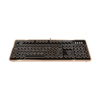 Azio Retro Wired Backlit Mechanical Keyboard Artisan Round Keycaps Metal Frame
