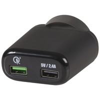 Dual USB Mains Adaptor Charger with Single Qualcomm Quick Charge 3.0