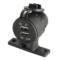 Twin USB Panel or Surface Mount Outlet 5V 3.1A suitable for 12V vehicles
