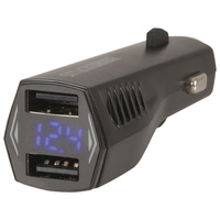 12V - 24V Input Dual USB 4.8A Smart IC Car Charger LCD Battery Tester Voltmeter 