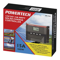Powertech 12V 24V 15A MPPT Solar Charge Controller USB Charging Port LCD Display