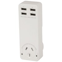 Quad USB Charger with Mains Socket Two Smart IQ USB charging port