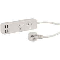 Dual Outlet Powerboard with 4 USB Charge Ports 3.4A total output 3pin AUS Style