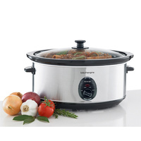 Maxim 320W 6l Removable Ceramic Bowl with Tempered Glass Stainless Steel Slow Cooker