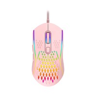 Laser RGB Lighting Wired Mouse Pink Gaming with 12800 DPI Stiin gs and 6 Buttons