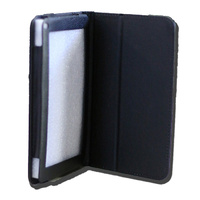 LeaderTab10Q Folio Case Black Faux Leather. Camera hole rear