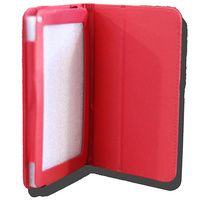 LeaderTab10Q Folio Case Red Faux Leather. Camera hole rear