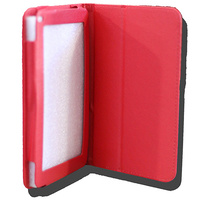 LeaderTab7 Folio Case Red Faux Leather. Camera hole rear