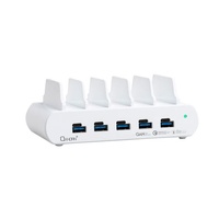 Oxhorn PoverDelivery150W 5 Port (A+C) Fast Charging Dock with build-in rack5 Port USB-A USB-C PD3.0 QC4.0 PPS 100-240V AC input White