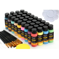 52 Piece Acrylic Paint Set with Wooden Brushes (36 Paints)