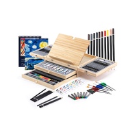 AS__85 Piece Art Set with Built-in Wooden Easel   