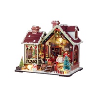 DIY Miniature Christmas Lodge Kit with Music Box