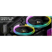 Antec Neon 12CM ARGB 3 Pack + Controller - Full Spectrum ARGB Spiral Visual appealing & Heat dissipation, Hydraulic,  4P PWN, 3P PWR, 120mm Case Fan