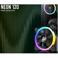 Antec Neon 12 ARGB with Full Spectrum ARGB Dual Spiral RGB lighting, Performance Heat dissipation, Hydraulic Bearing 12CM Case 4P PWM, 3 PIN, Case Fan