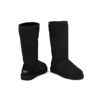 Outback UGG Unisex Premium Double Face Sheepskin Long Classic Boots (Black, Size 4M/5W US)