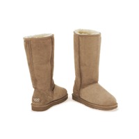 Outback UGG Unisex Premium Double Face Sheepskin Long Classic Boots (Chestnut, Size 8M/9W US)
