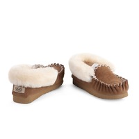 Outback Ugg Unisex Premium Sheepskin Moccasins Slippers (Chestnut, Size 9M / 10W US)