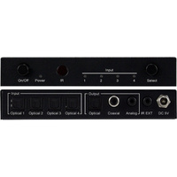 BLUSTREAM OPT41AU 4way Optical Audio switcher with  Coaxial & Analouge Outputs